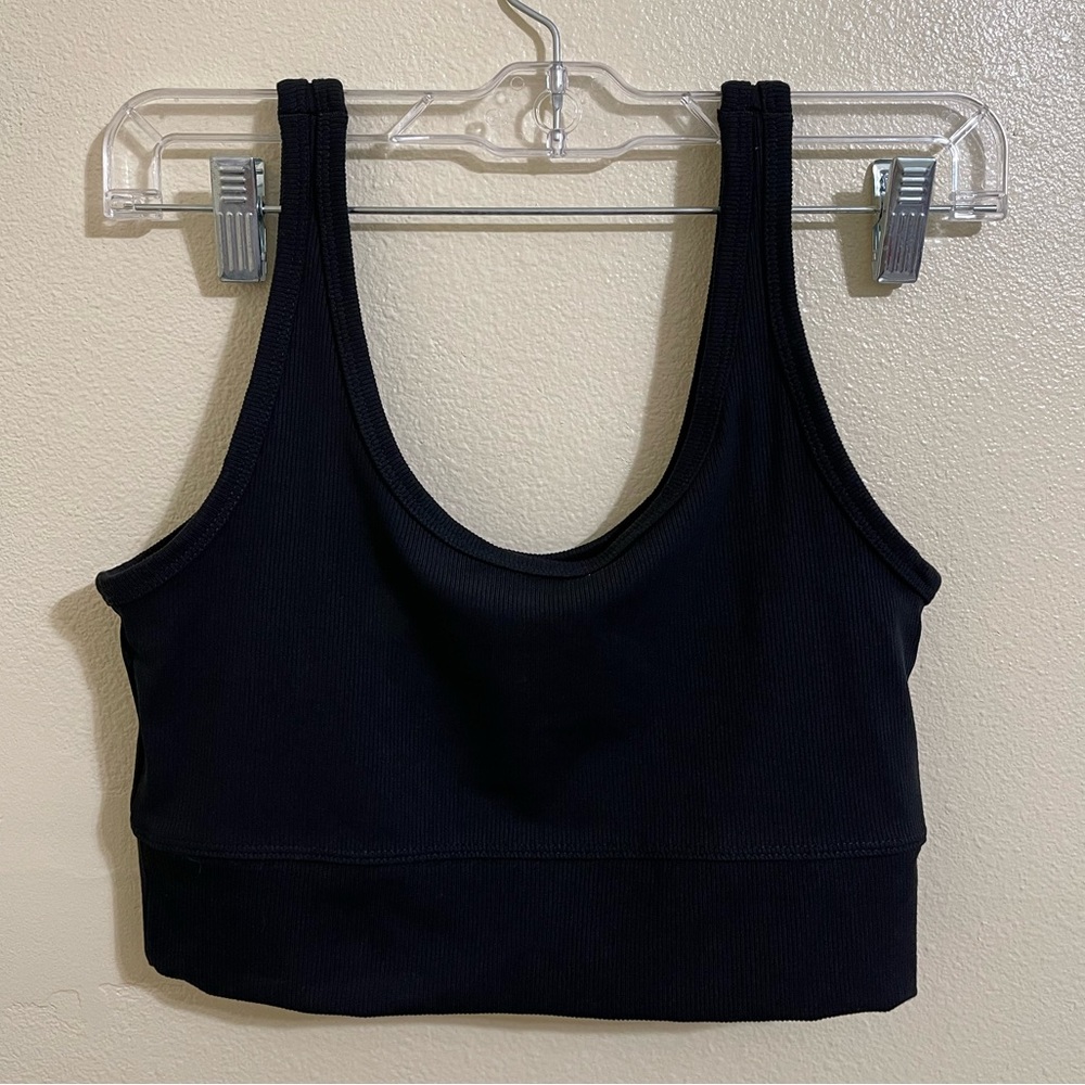 Nike Luxe Women's Cropped Ribbed Training Tank Black Sports Bra DA0873 Small